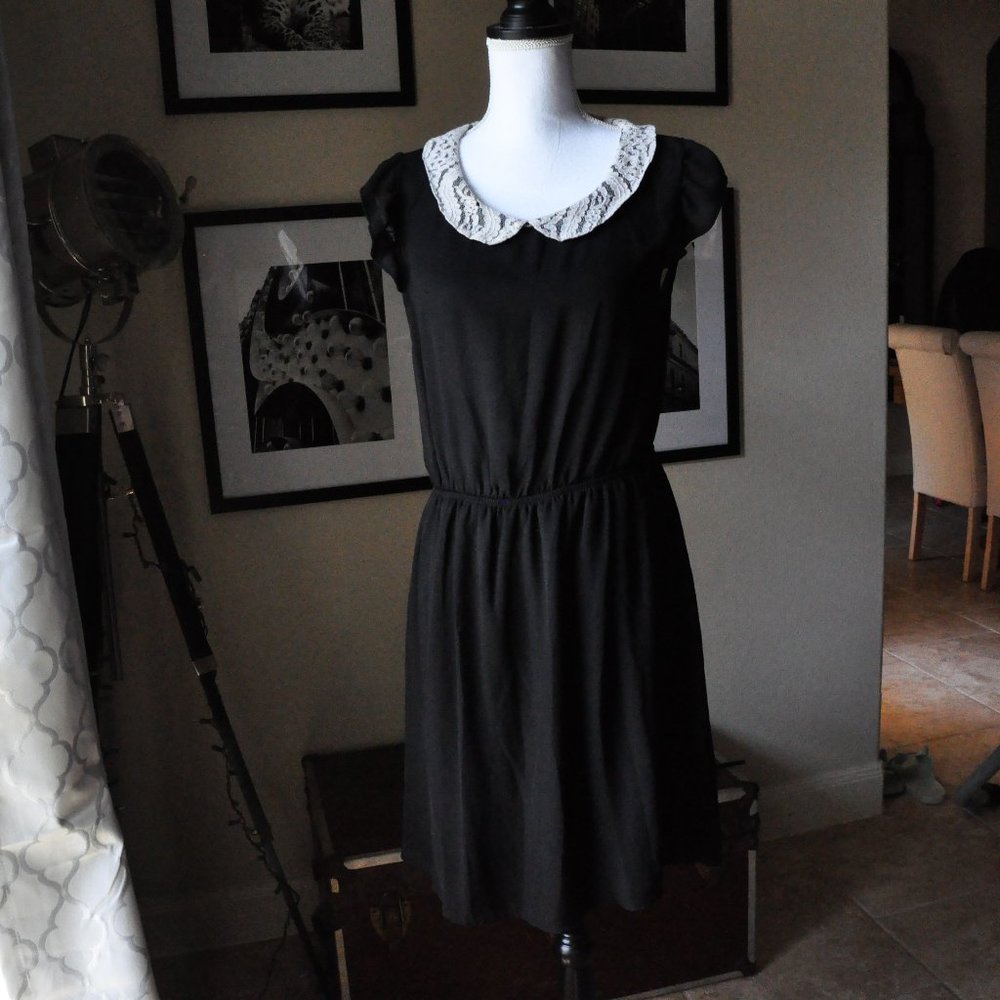 Black Vintage Style Dress with Peter Pan collar